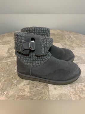 Women’s UGG Solene Mini Boot Uggs Gray Knit Knitted Shoes Gray Size 8 Stain